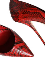 Red high-heeled pumps