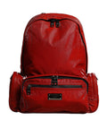 Backpack with red patent leather logo
