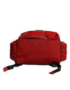 Backpack with red patent leather logo