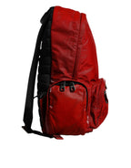 Backpack with red patent leather logo