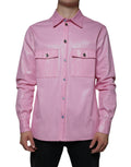 Camicia rosa in cotone con colletto e bottoni