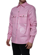 Camicia rosa in cotone con colletto e bottoni