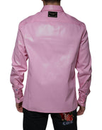 Camicia rosa in cotone con colletto e bottoni