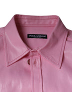 Camicia rosa in cotone con colletto e bottoni