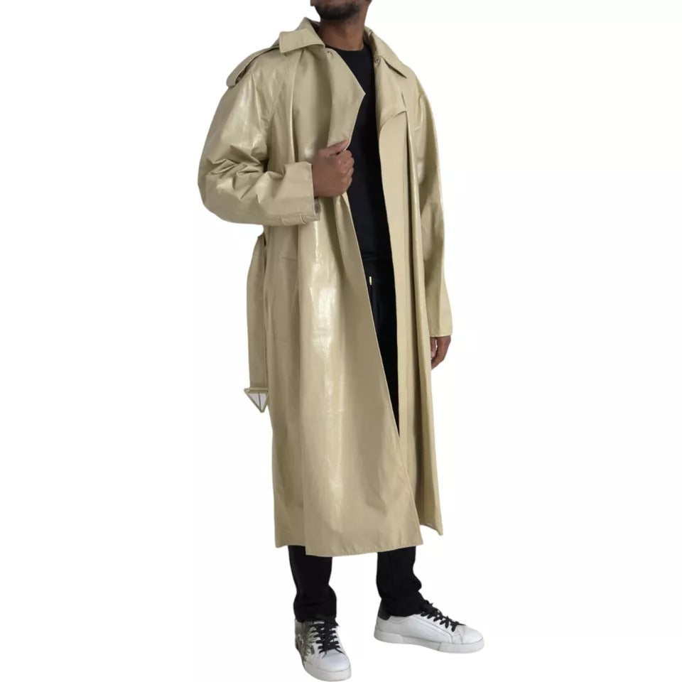 Beige leather trench coat