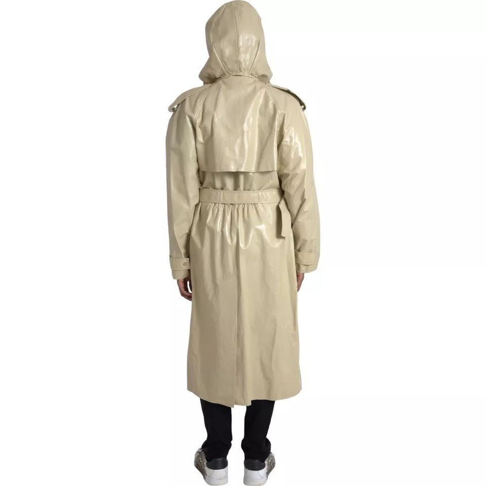 Beige leather trench coat