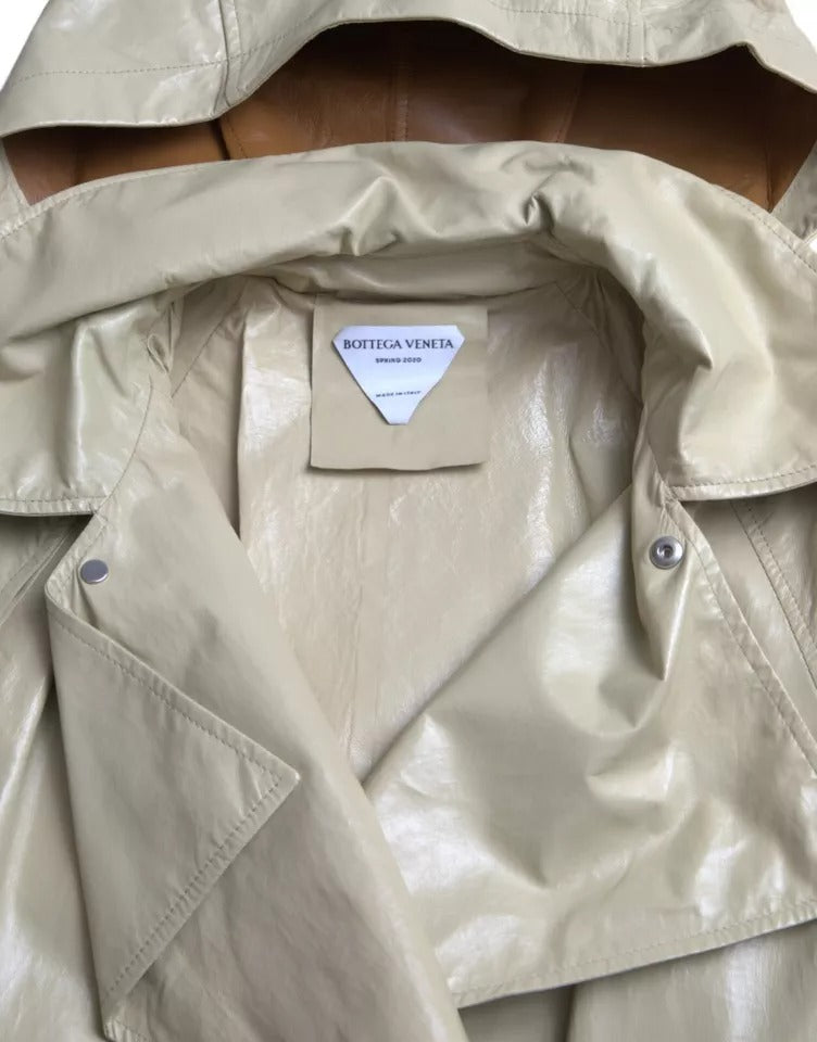 Beige leather trench coat