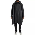 Trench in pelle con cappuccio