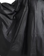 Trench da uomo in pelle nera con cappuccio