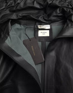 Trench in pelle con cappuccio