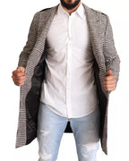 Grey plaid trench coat