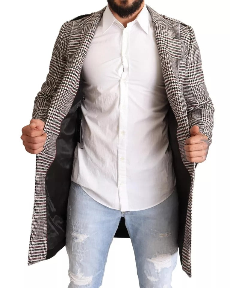 Grey plaid trench coat