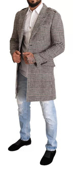 Grey plaid trench coat