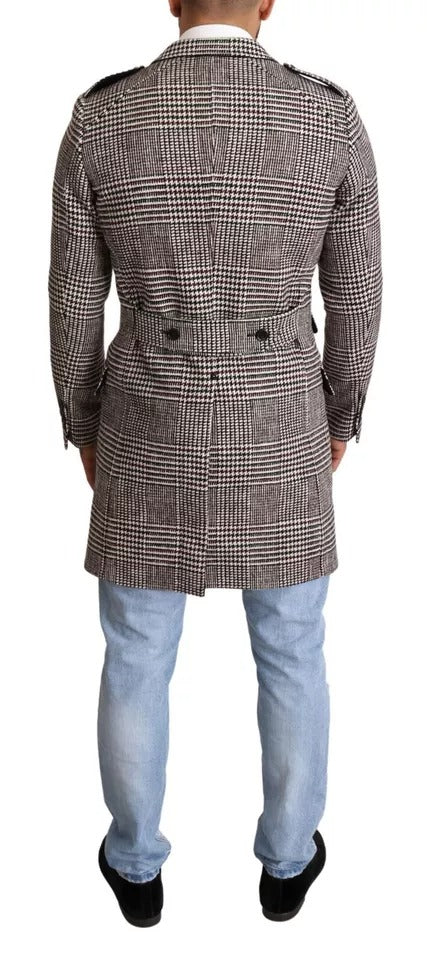 Grey plaid trench coat