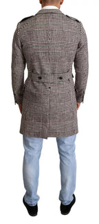 Grey plaid trench coat