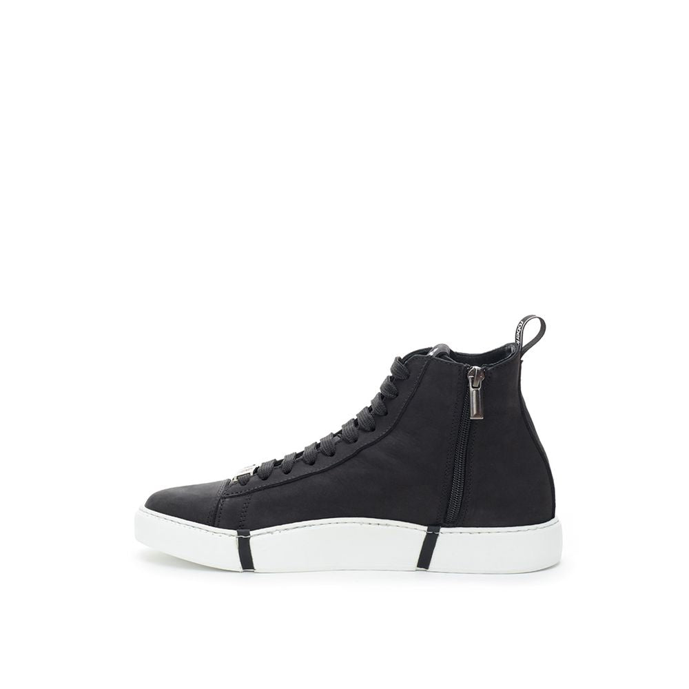 Sneakers alte in pelle scamosciata nera