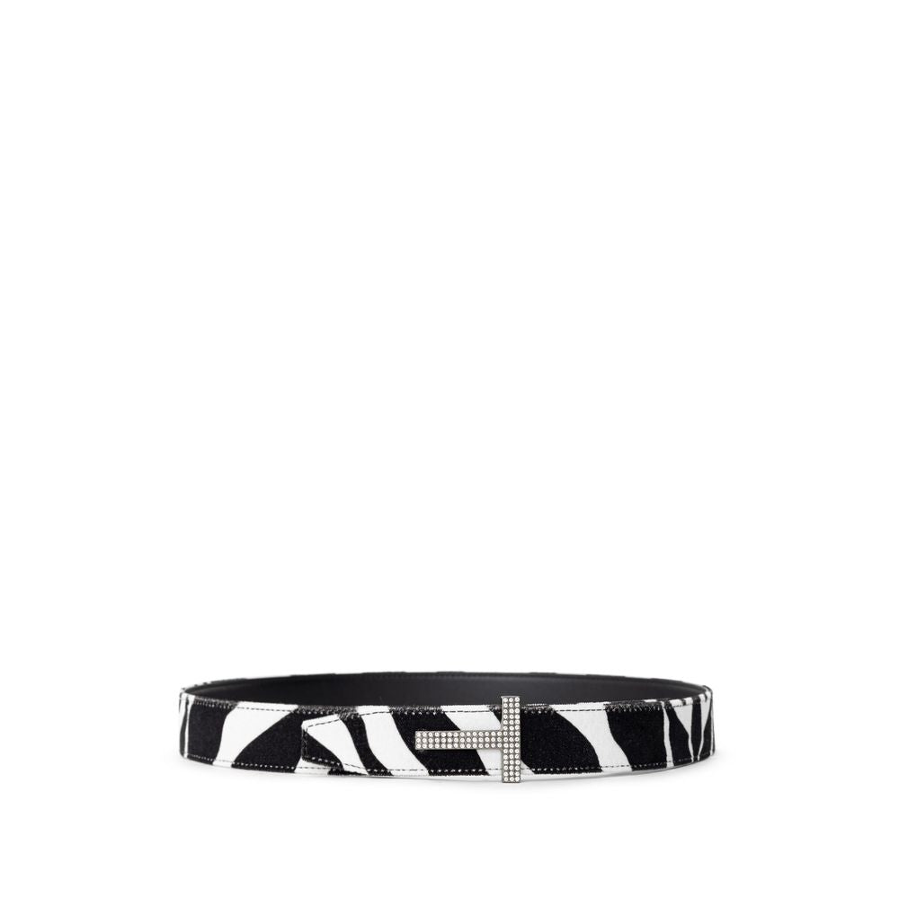 Belt featuring a crystal-encursted logo buckle
