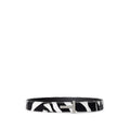 Belt featuring a crystal-encursted logo buckle