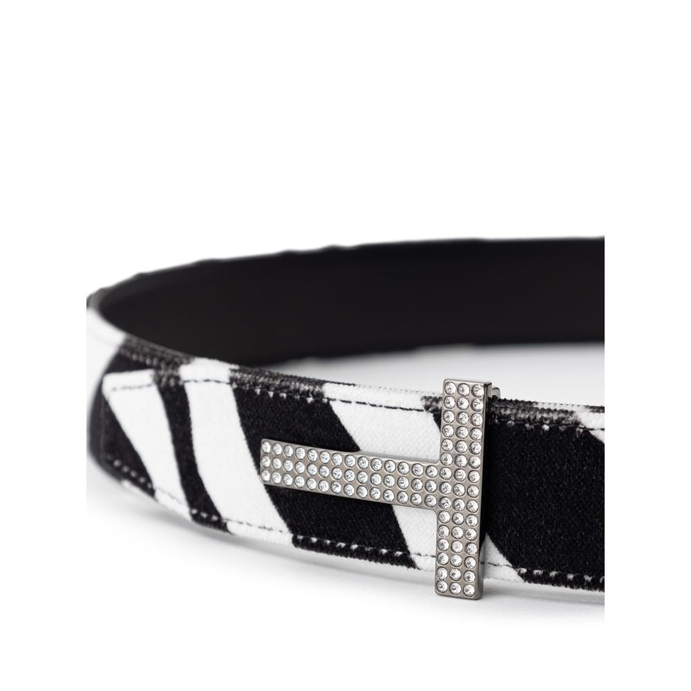 Belt featuring a crystal-encursted logo buckle