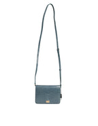 Green exotic leather mini shoulder bag with DG plaque