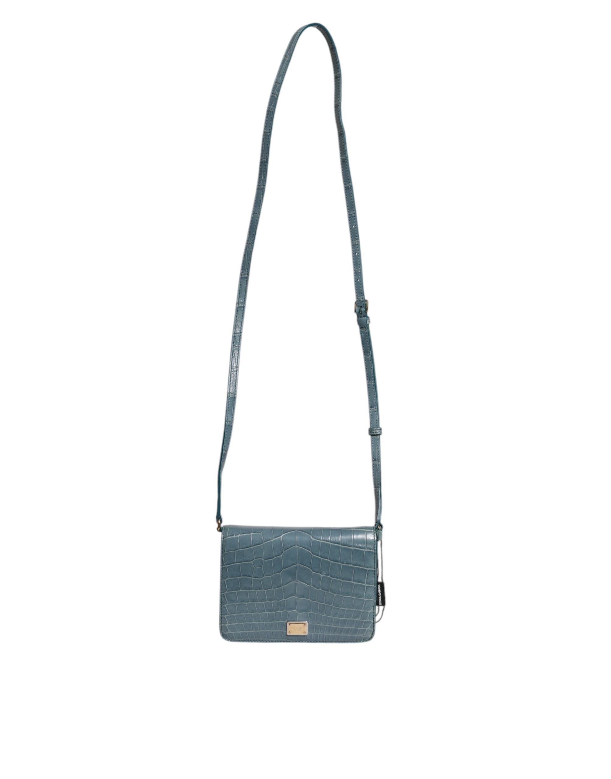 Green exotic leather mini shoulder bag with DG plaque