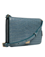 Green exotic leather mini shoulder bag with DG plaque