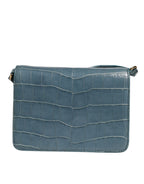 Green exotic leather mini shoulder bag with DG plaque