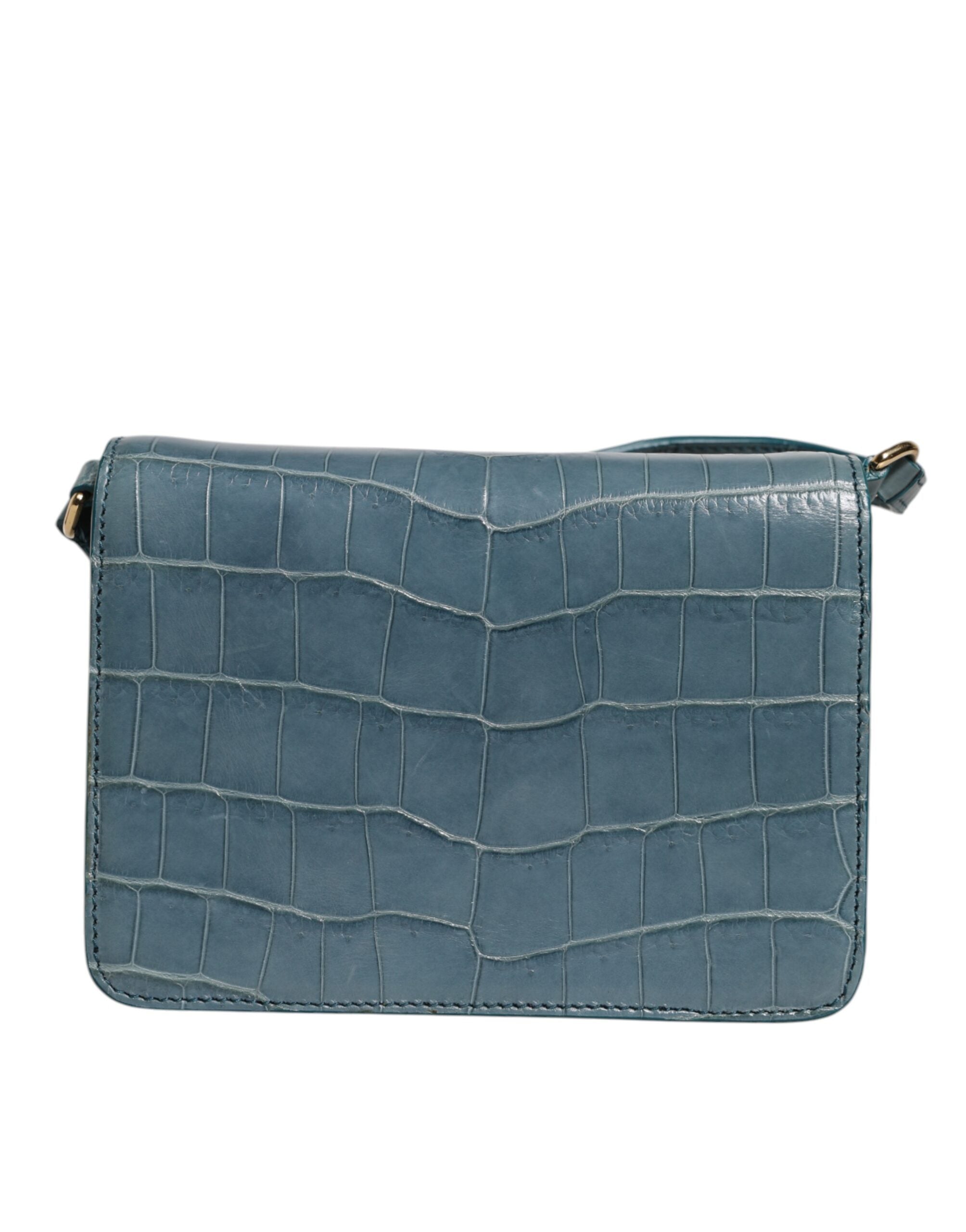 Green exotic leather mini shoulder bag with DG plaque