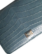Green exotic leather mini shoulder bag with DG plaque