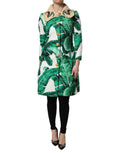 Trench con stampa multicolore a foglie