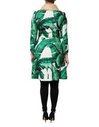 Trench con stampa multicolore a foglie