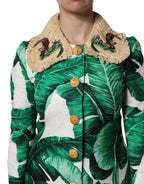 Trench con stampa multicolore a foglie