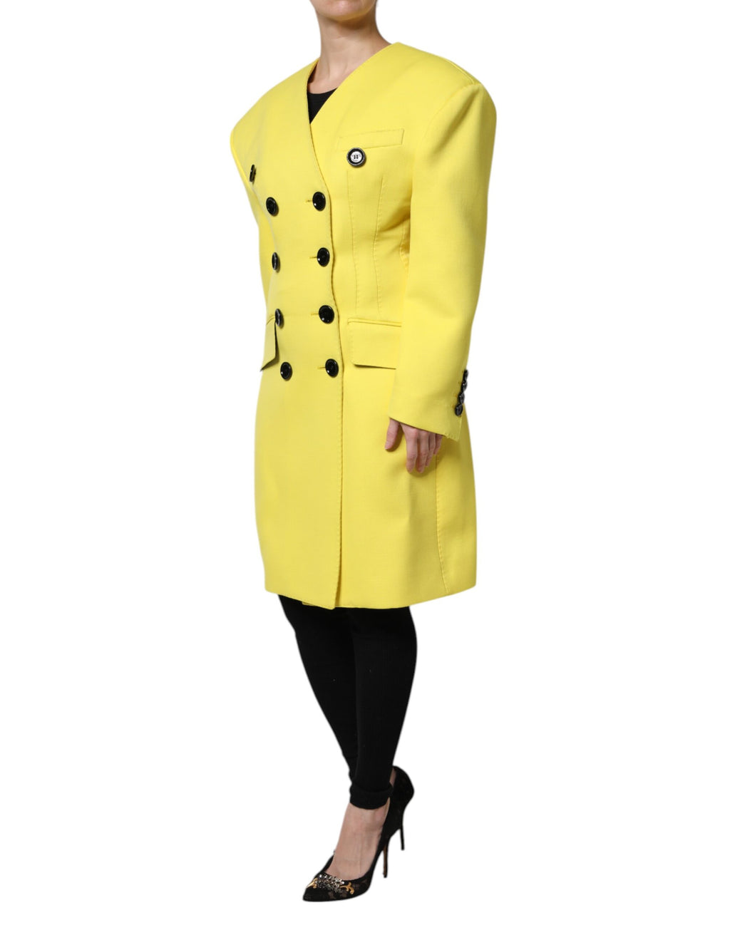 Giacca trench gialla a doppio petto