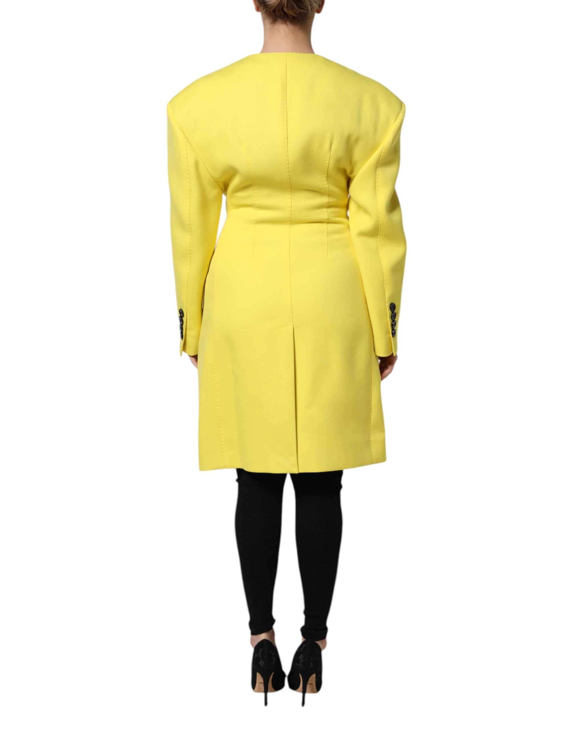 Yellow double-breasted trench coat