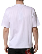 White cotton crew-neck T-shirt with embellishments