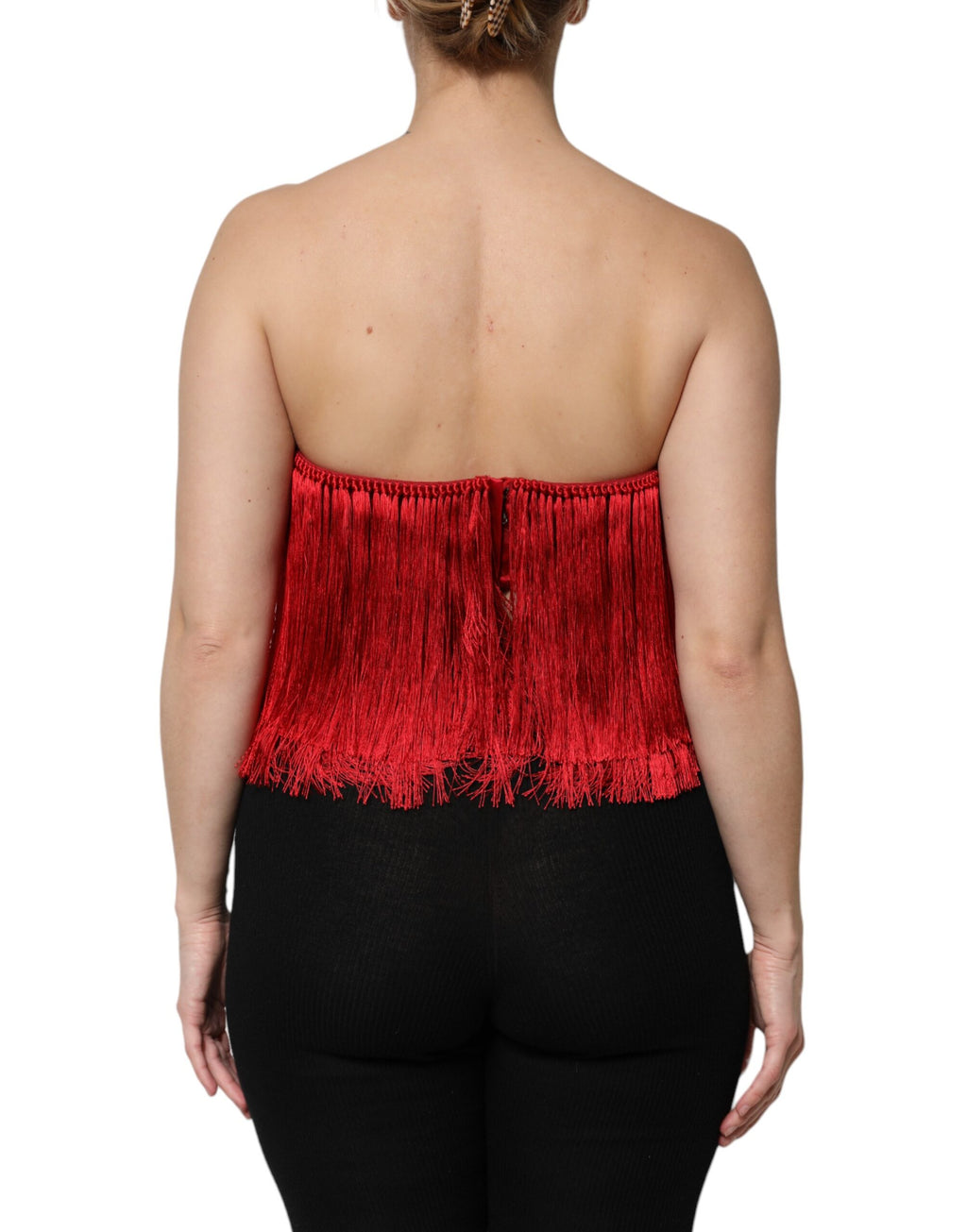 Top a fascia con frange e senza spalline