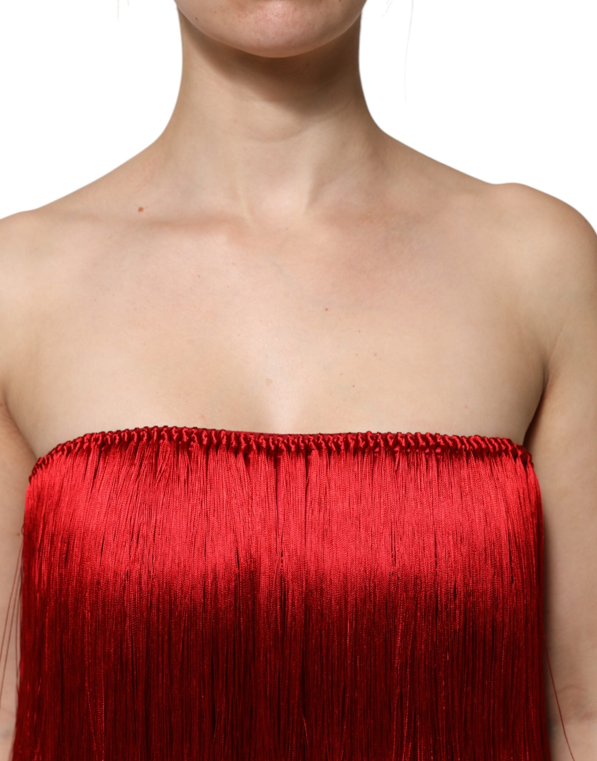 Top a fascia con frange e senza spalline