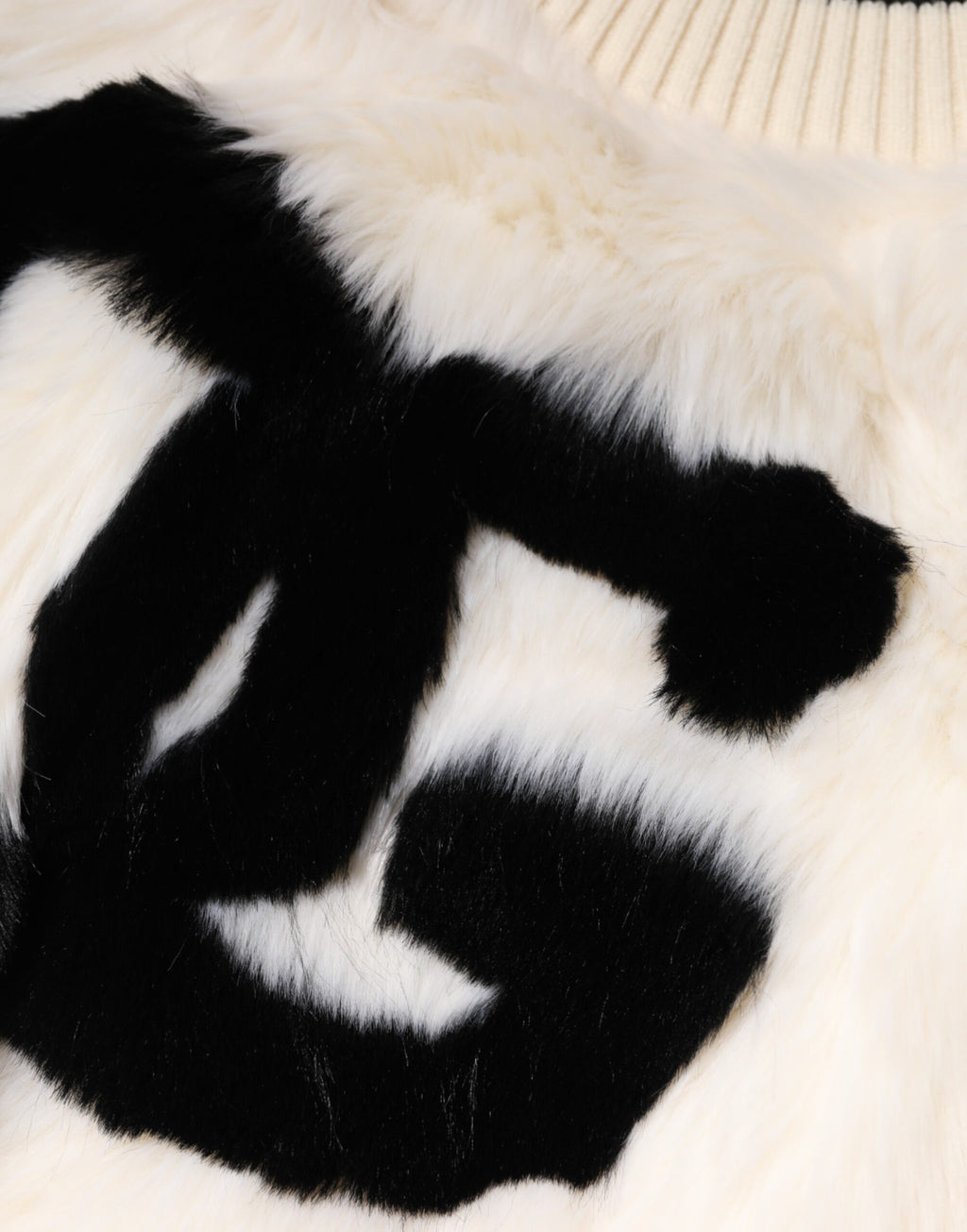 White cropped faux fur DG sweatshirt