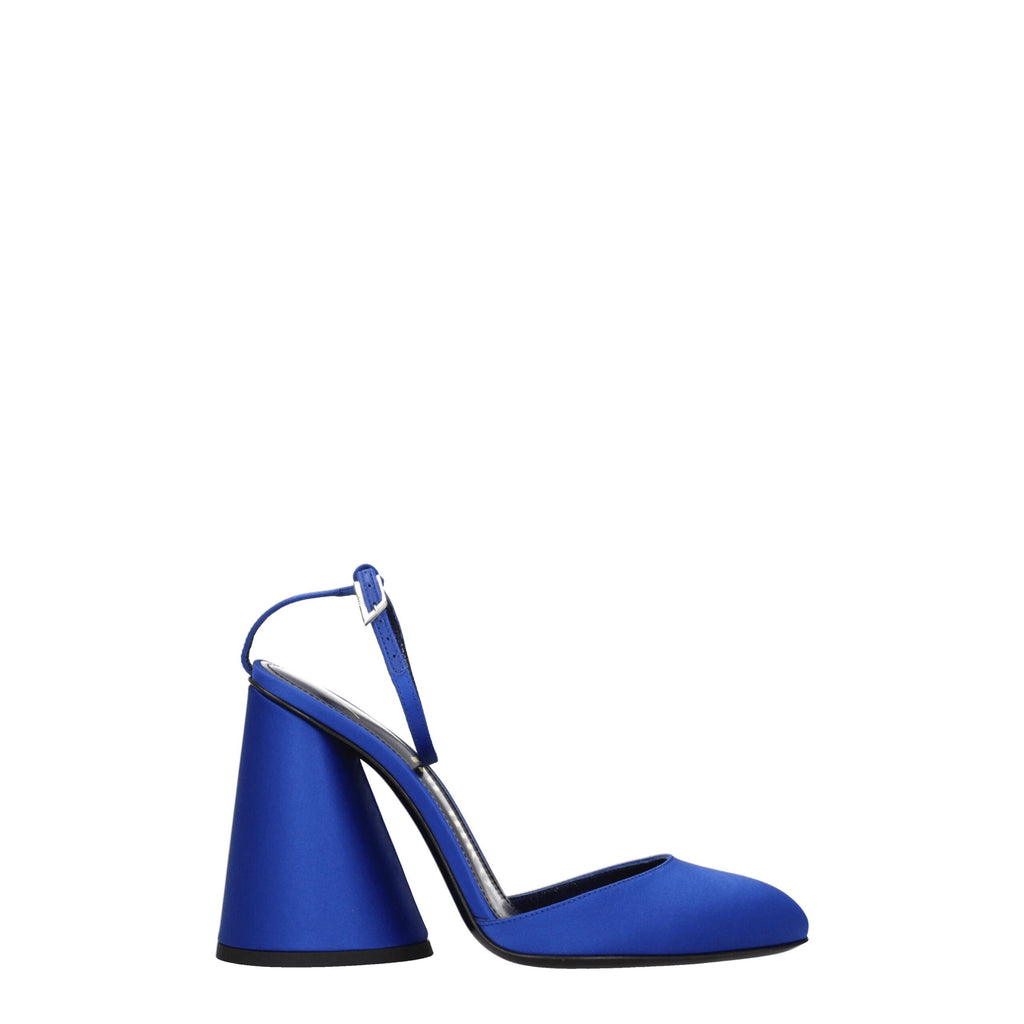 Blue satin platform sandals