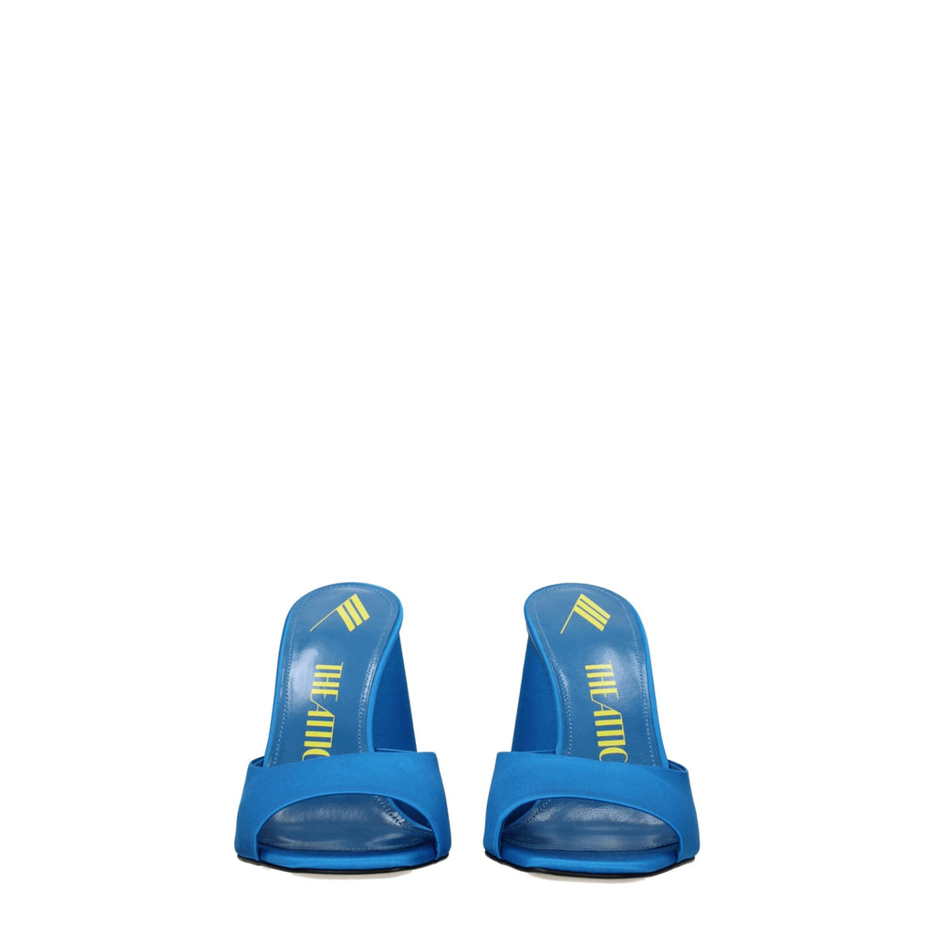 Light blue satin platform sandals