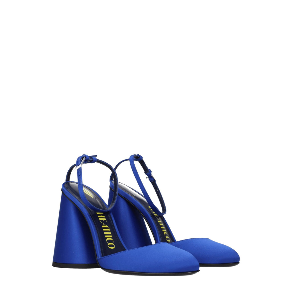 Blue satin platform sandals
