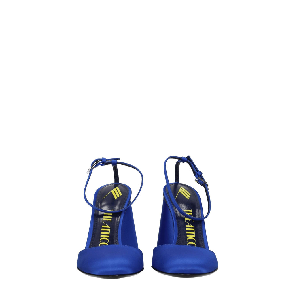 Blue satin platform sandals