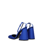 Blue satin platform sandals