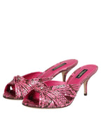 Pink leather heels
