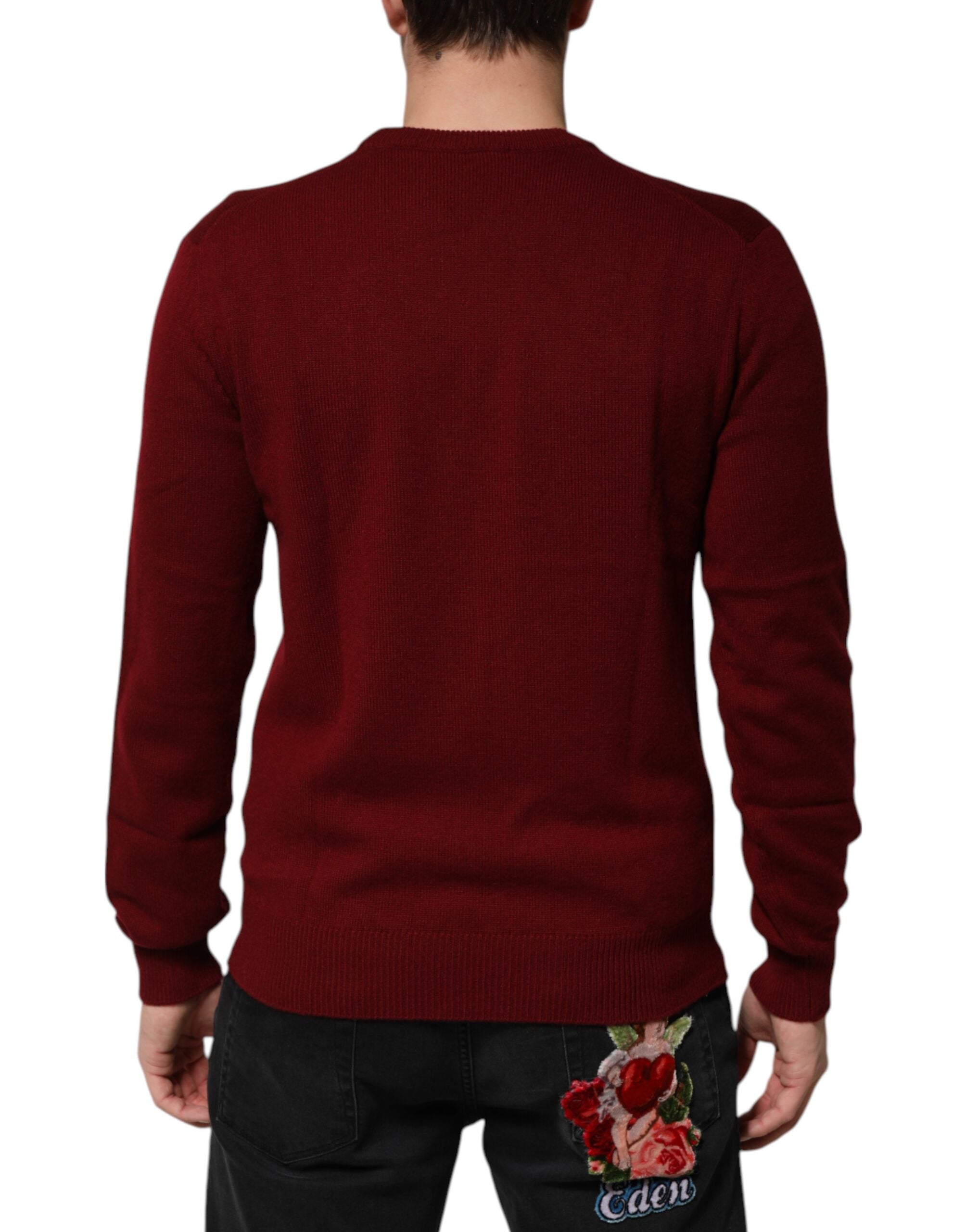 Bordeaux cashmere pullover with lion crest