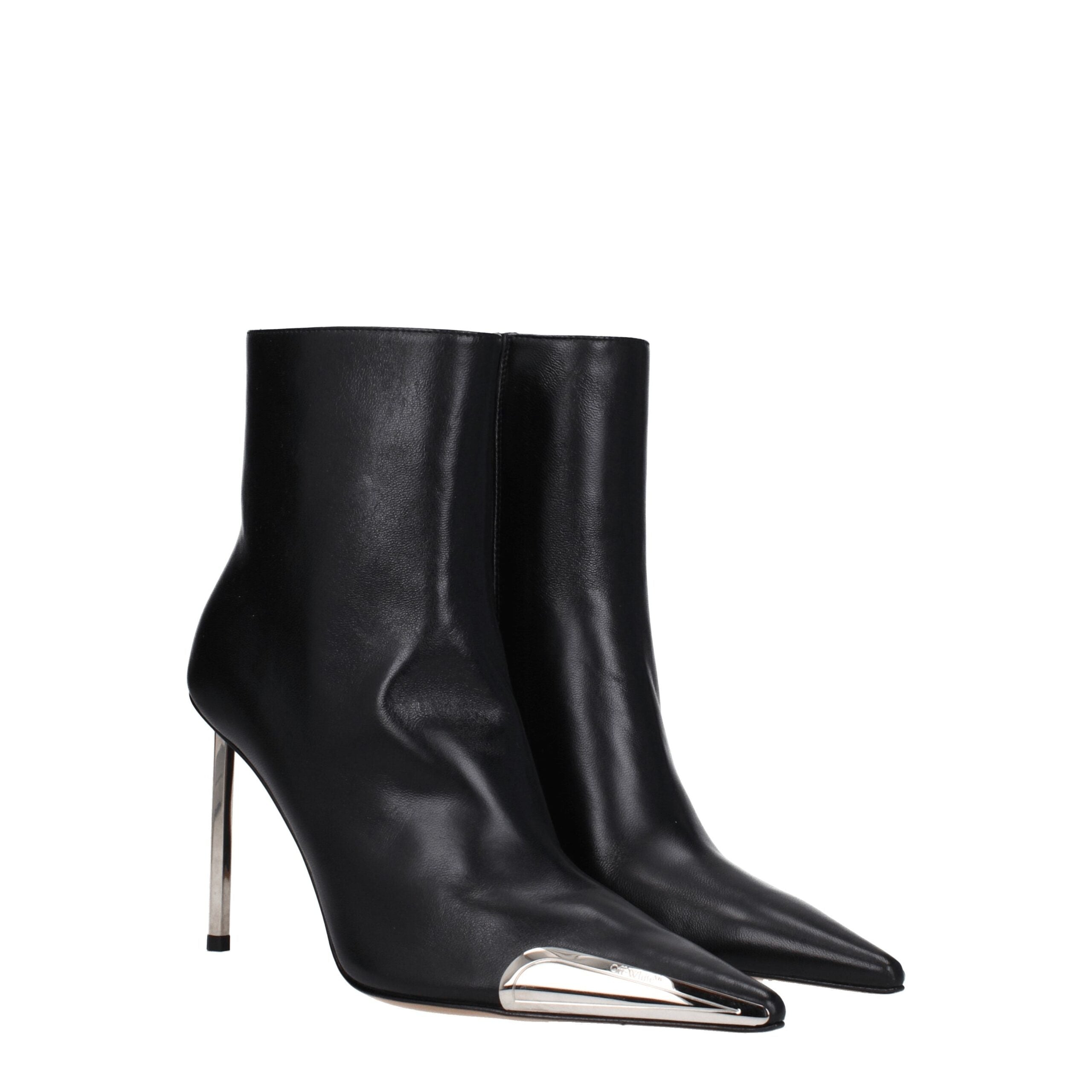 Black leather ankle boots