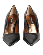 Black exotic leather stiletto
