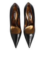 Black exotic leather stiletto