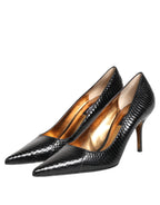 Black exotic leather stiletto