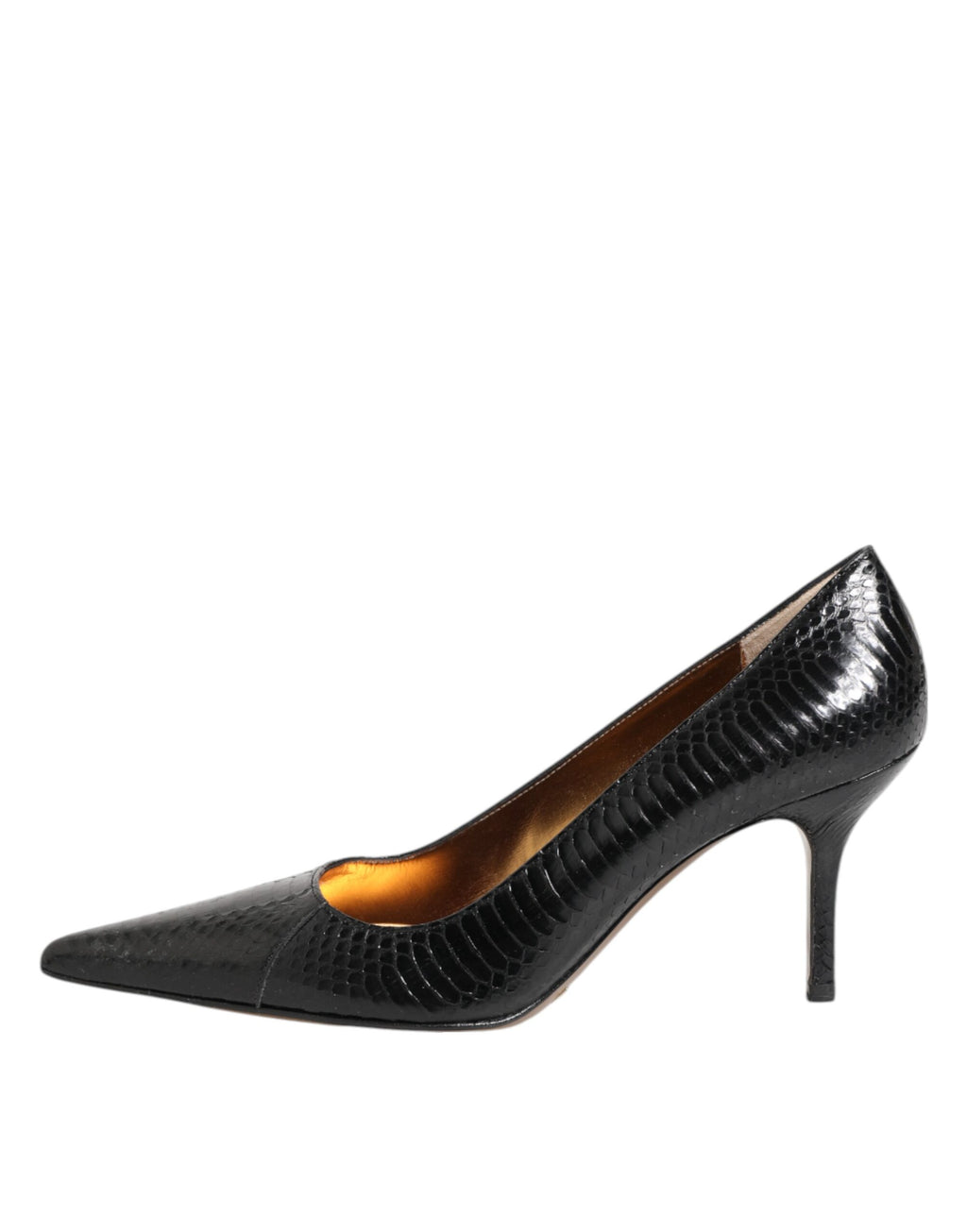 Black exotic leather stiletto